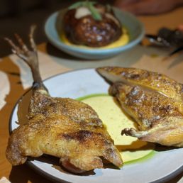 Recoveco signature dishes Wagyu Milanesa, Chilled Royal Shrimp, Pennsylvania Golden Chicken, and Grassfed Beef Tongue
